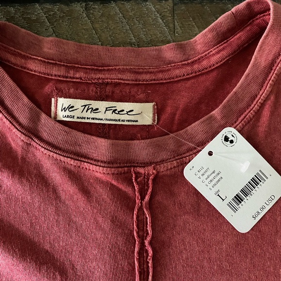 Free People- We the Free On Point Layering Top- Red Clover, Large. New. - Picture 4 of 8